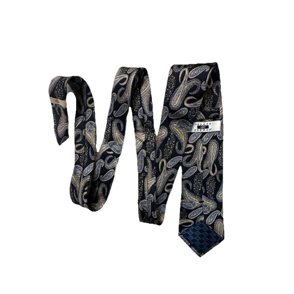Joseph Abboud 100% Silk Tie Paisley Blue Black